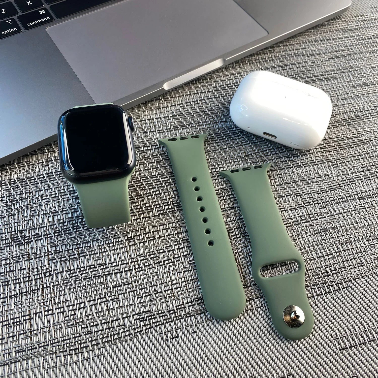 Bracelet Apple Watch - silicone - vert olive