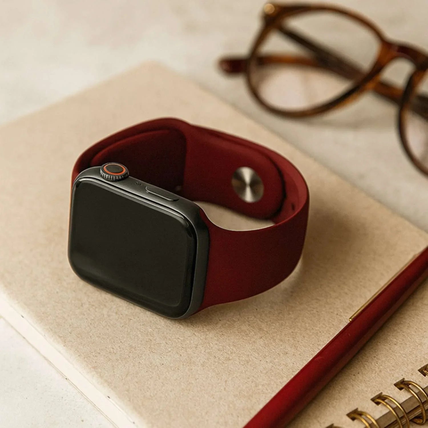 Bracelet Apple Watch - silicone - lie-de-vin