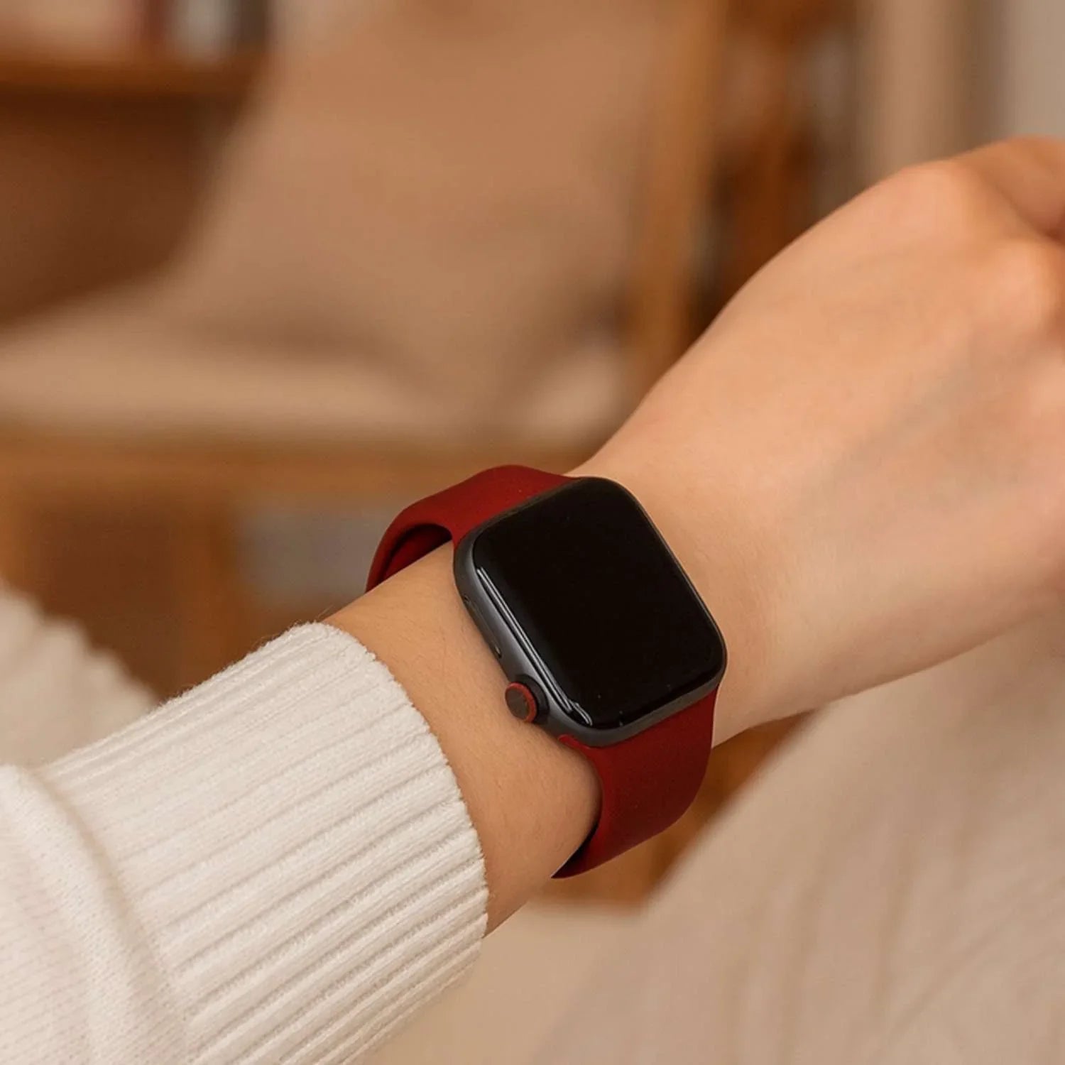 Bracelet Apple Watch - silicone - lie-de-vin