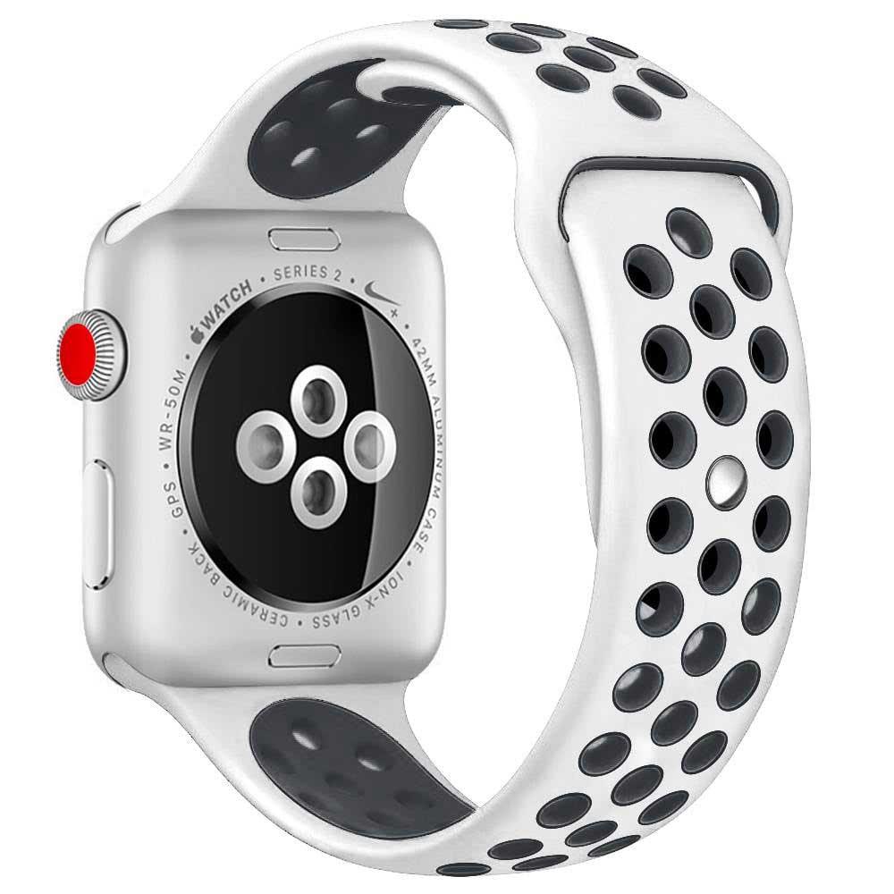 Bracelet Apple Watch Stryde - double - silicone - blanc noir