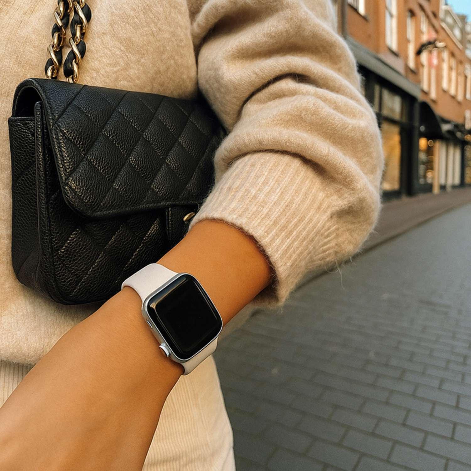 Bracelet Apple Watch Ovaro - silicone - blanc