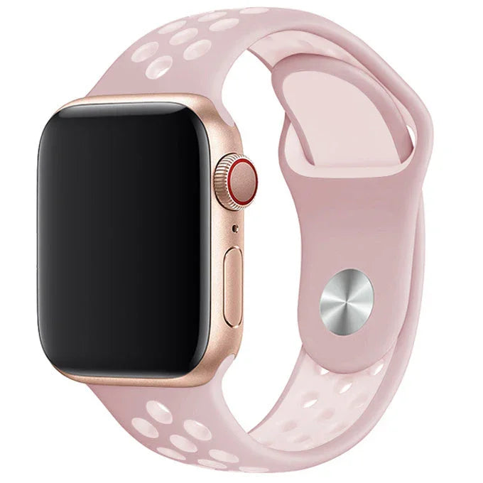 Bracelet Apple Watch - double - silicone - rose clair rose