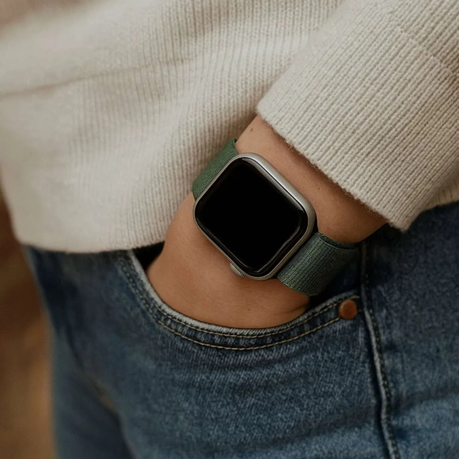 Bracelet Apple Watch Flyne - tissé - nylon - bleu sarcelle