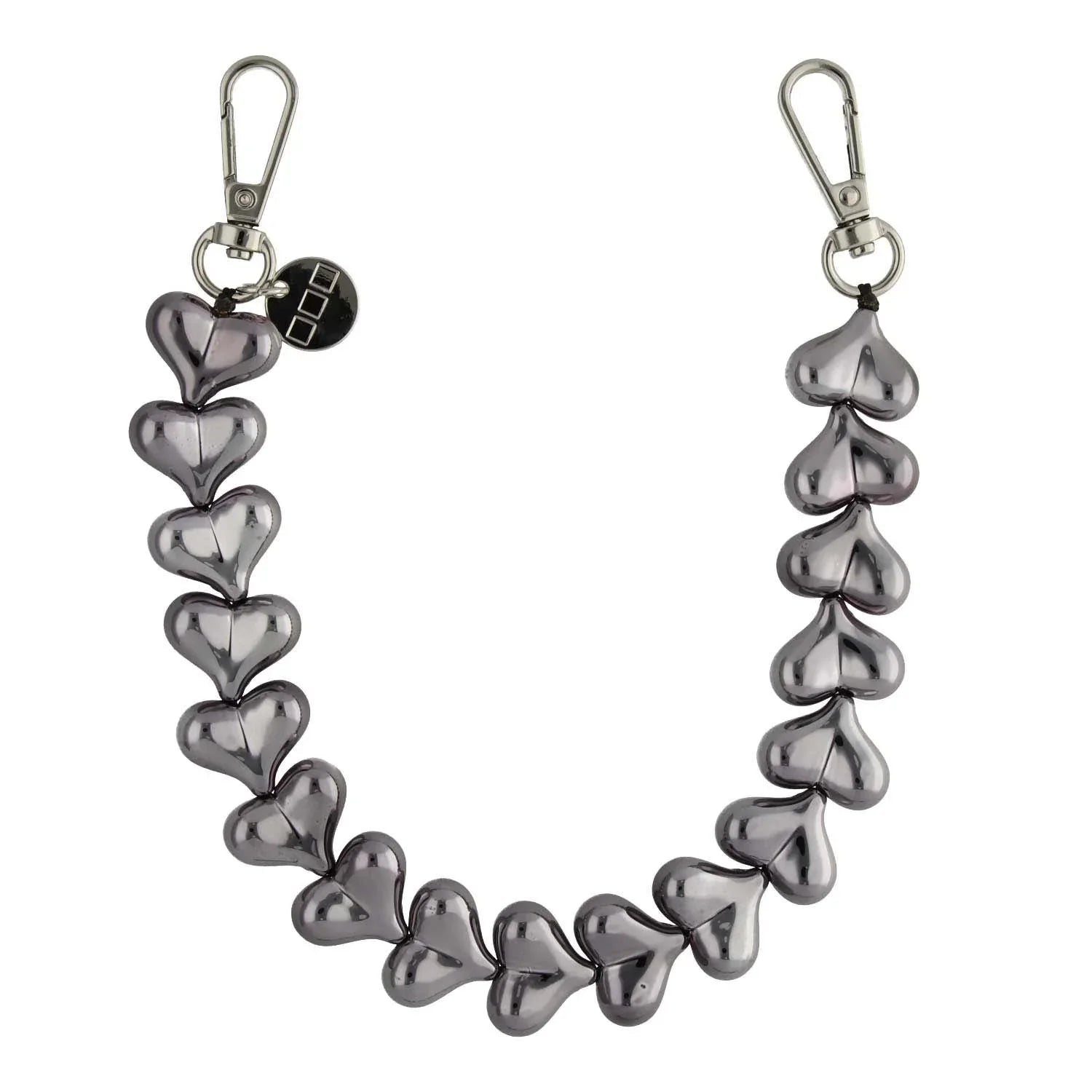 Cordon de téléphone Cœur - chrome noir - argent