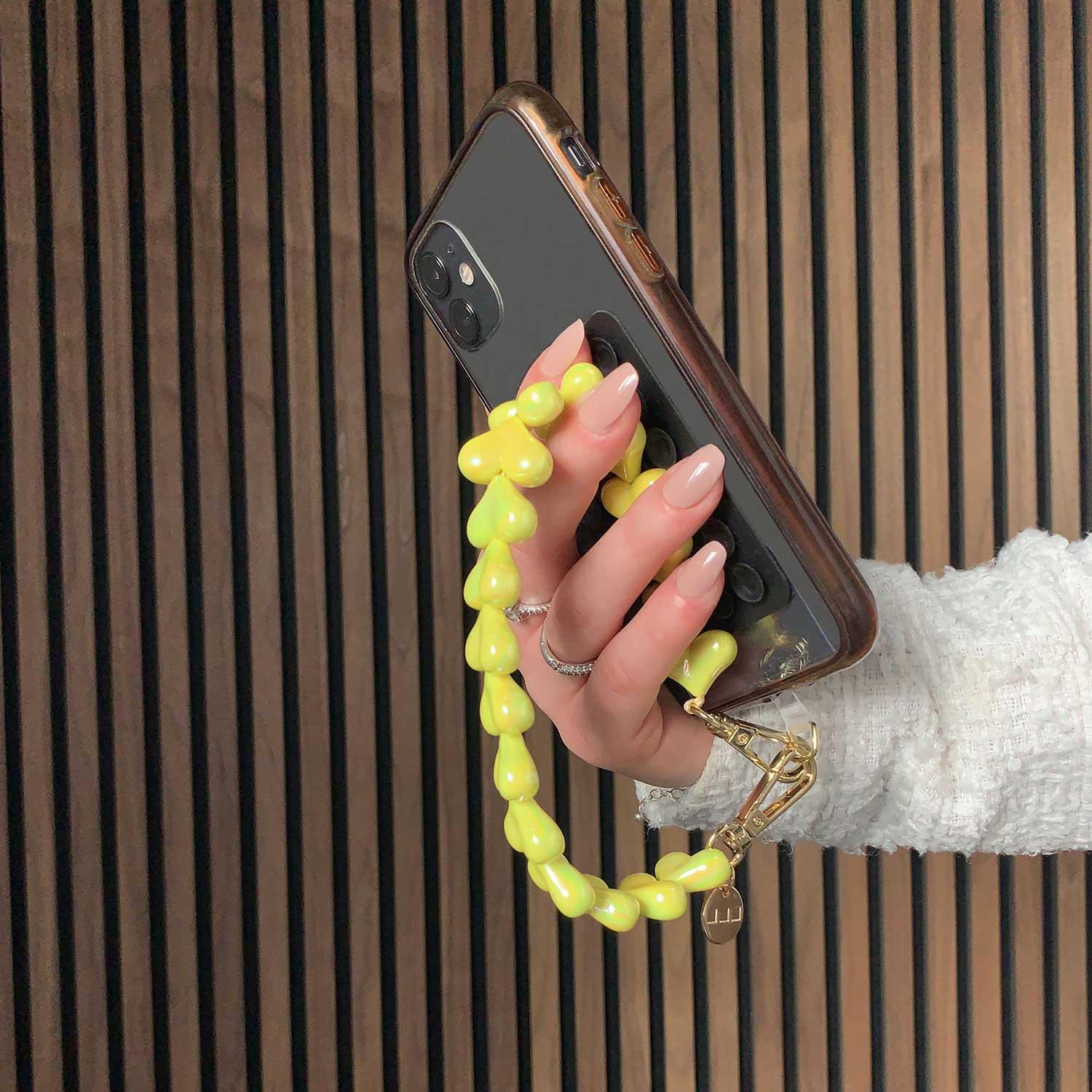 Cordon de téléphone Cœur - jaune - or