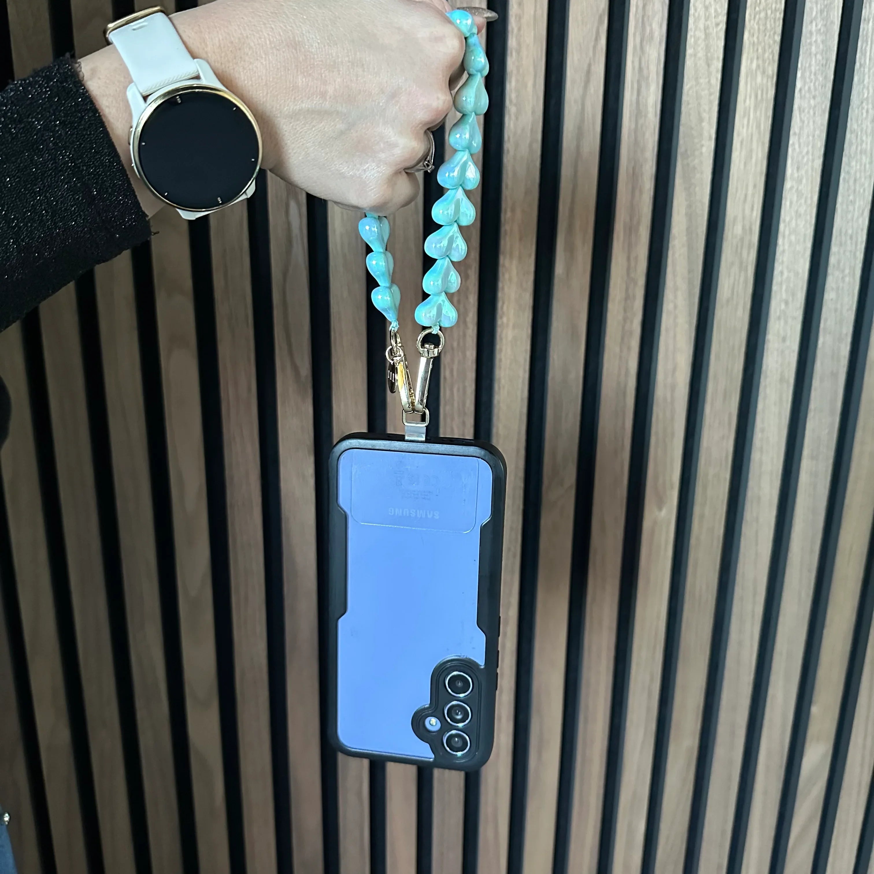 Cordon de téléphone Cœur - vert brillant - argent