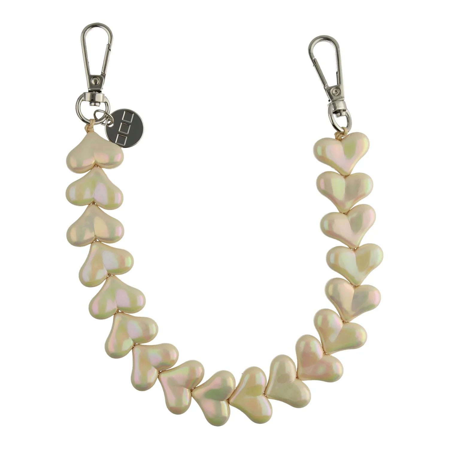 Cordon de téléphone Cœur - beige brillant - argenté