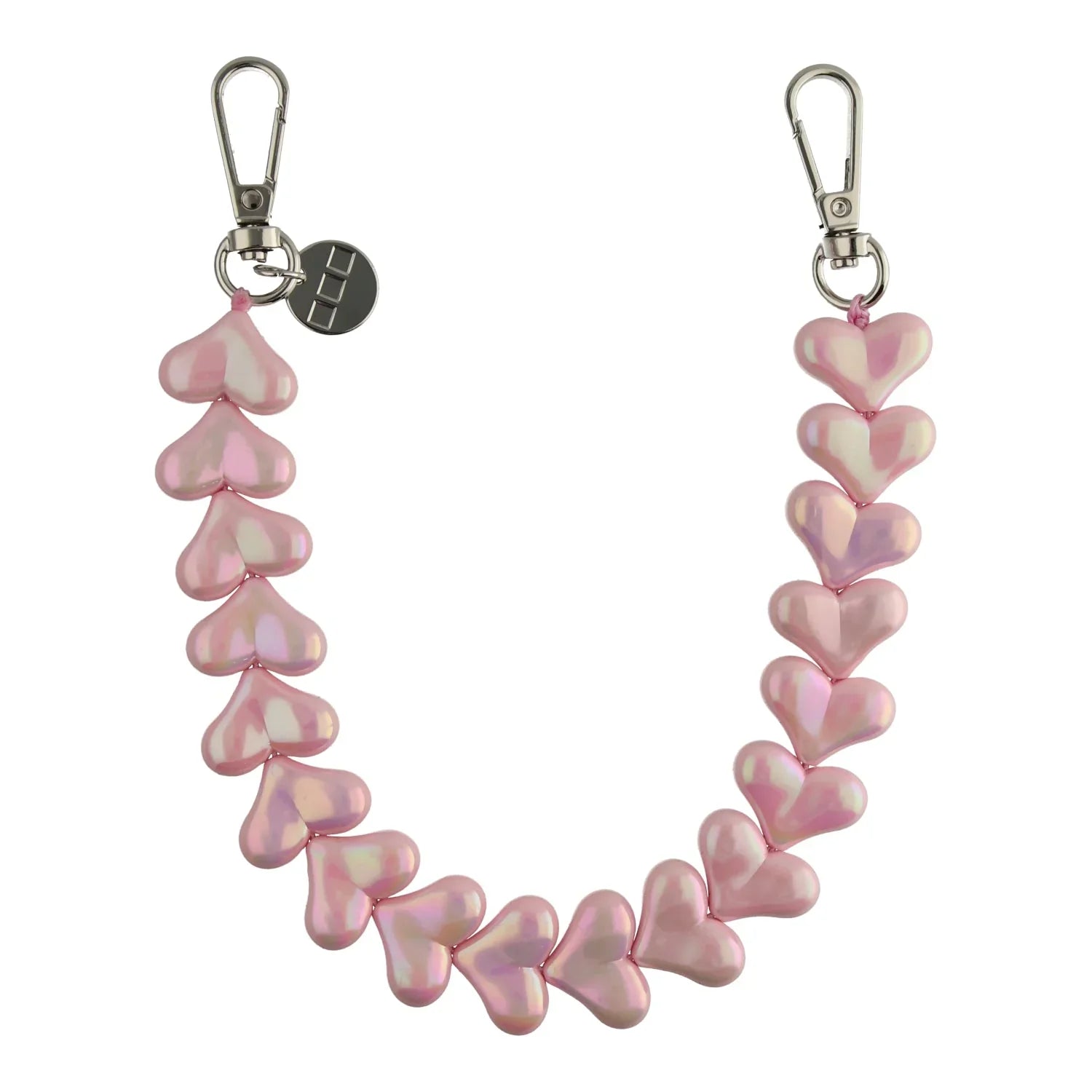 Cordon de téléphone Cœur - rose brillant - argenté