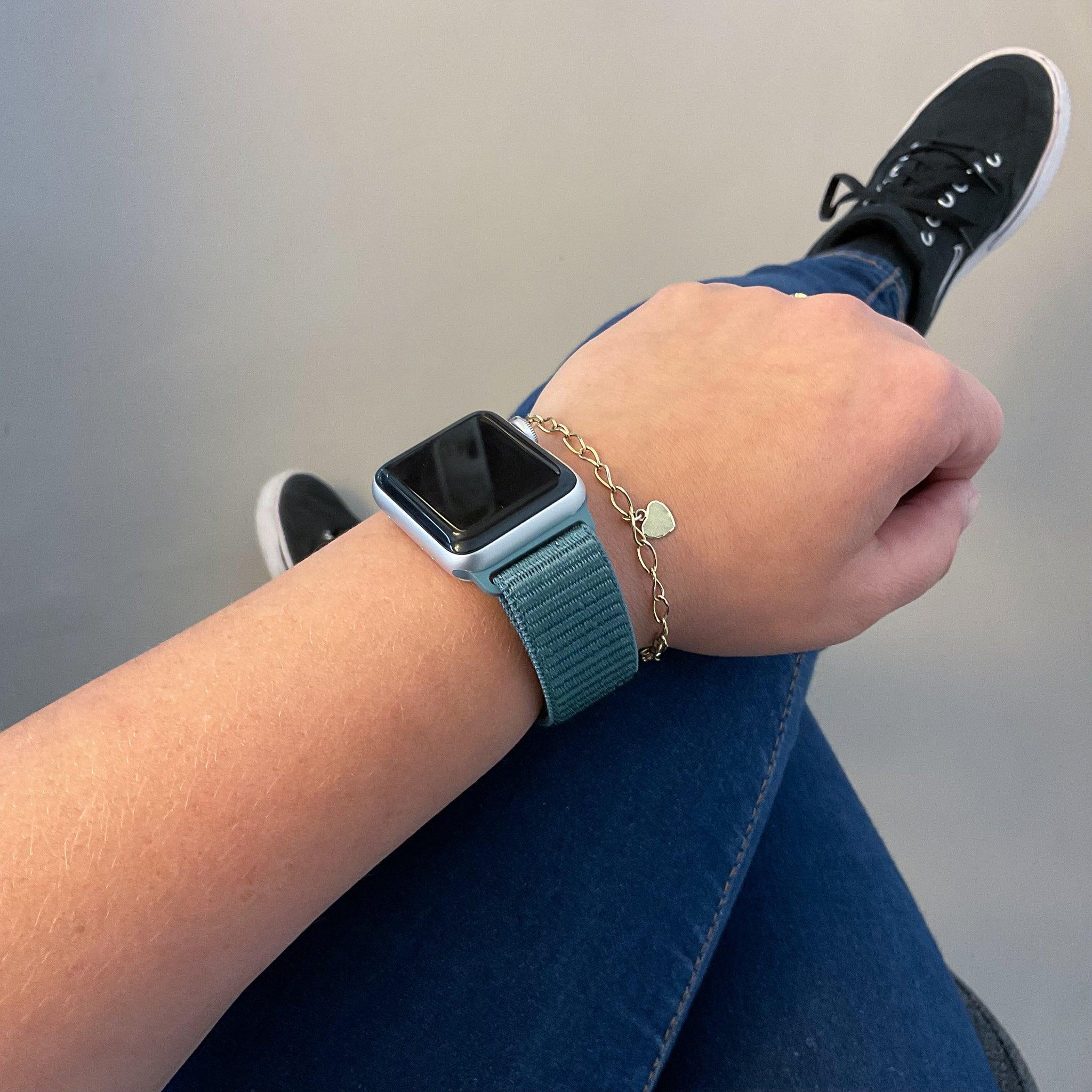 Bracelet Apple Watch - tissé - nylon - vert sapin
